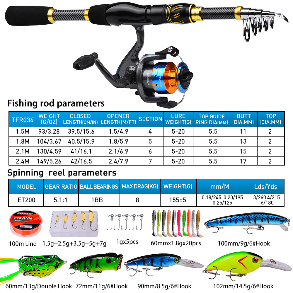 PROBEROS 1.5m-2.4m Fishing Rod - Fishing Equipment Online ulasan dan harga